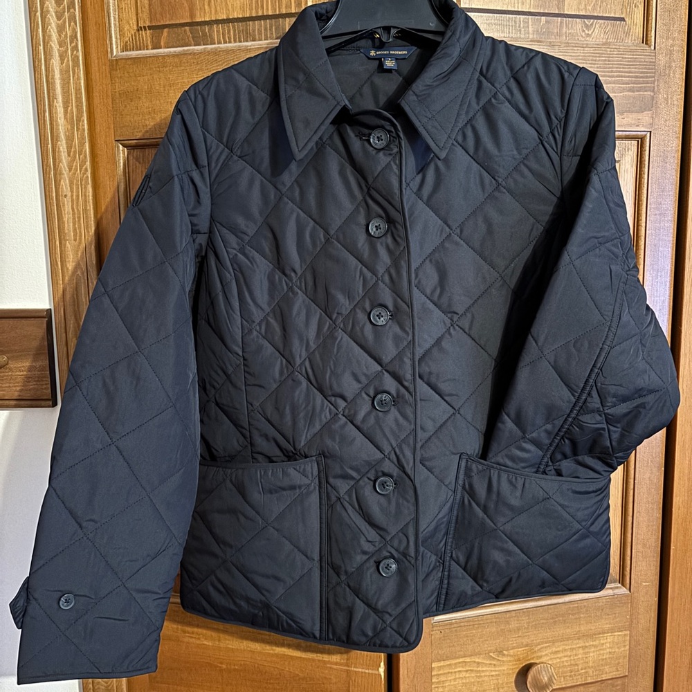 Brooks Brothers Women’s Large Midweight Quilted Jacket Black Mid-length